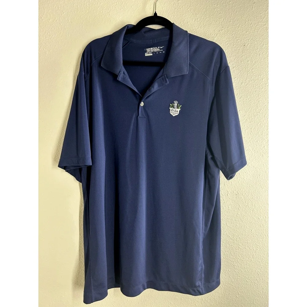 Nike Golf Tour Performance Dri-FIT Shirt Mens XXL Navy Blue Duke Golf Club Polo